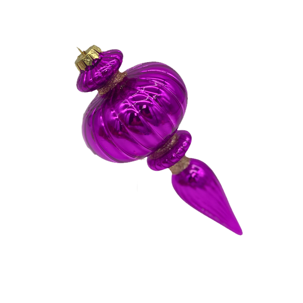 HOT PINK ELECTROPLATE  GLASS FINIAL ORNAMENT