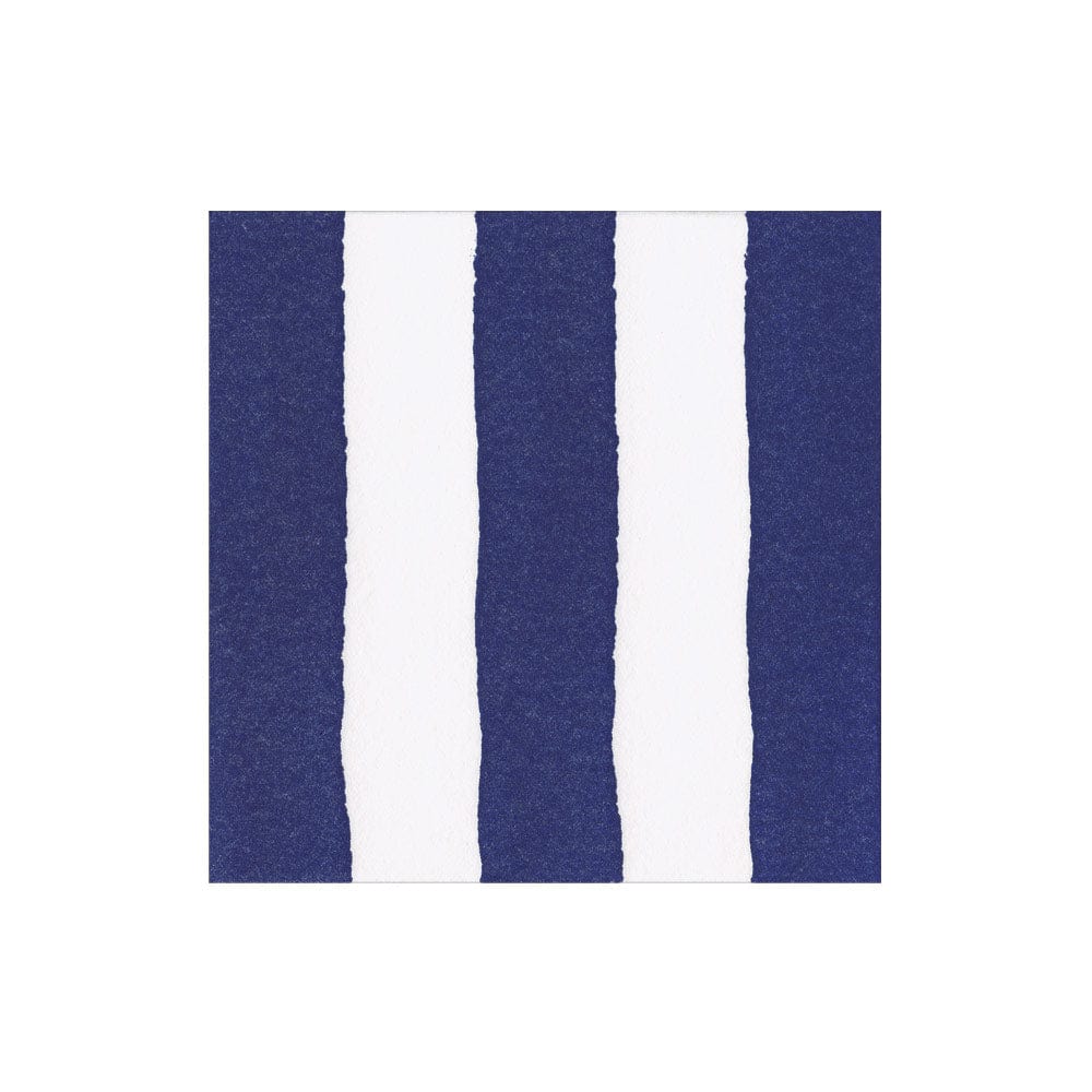 Cafe Stripe Navy Paper Linen Cocktail Napkin - package of 15