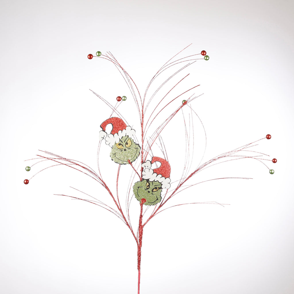 33" WHITE/GREEN/RED GRINCH FLORAL STEM