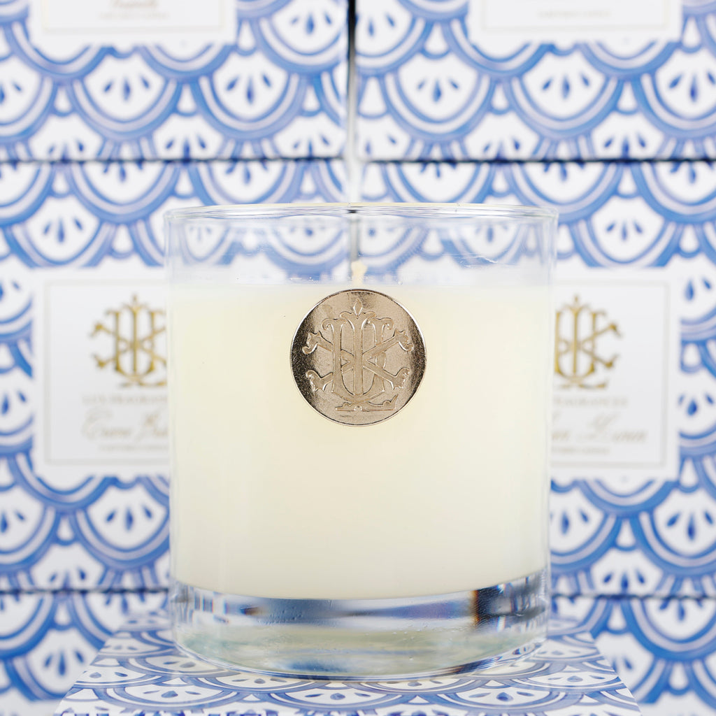 Currant Thyme 8 oz Blue and White Designer Box Candle