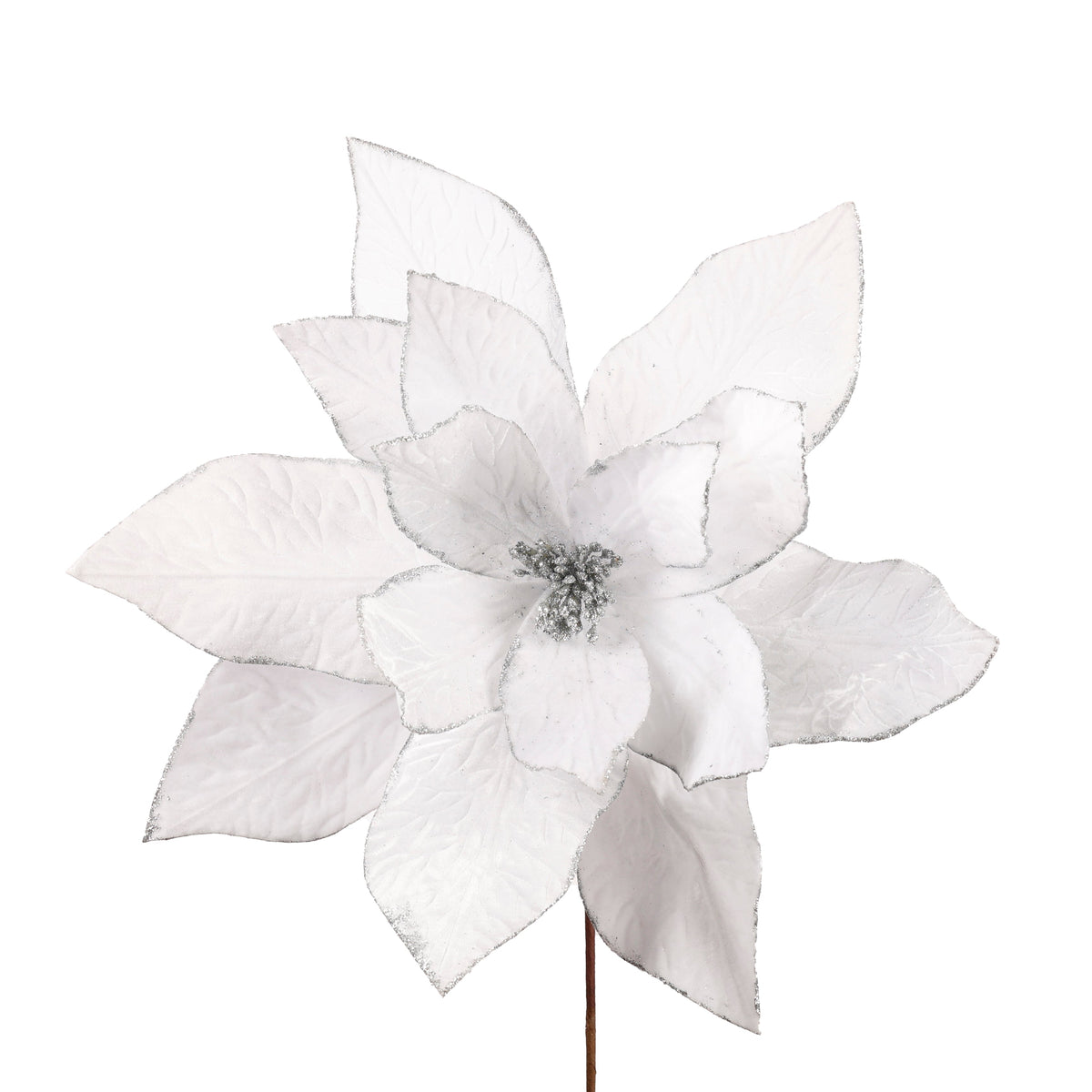 23.5" XL WHITE POINSETTIA WITH STEM