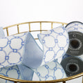 4" X 5 YD DIGITAL PRINT ON DUPION WITH LT BLUE DUPION BACK RIBBON