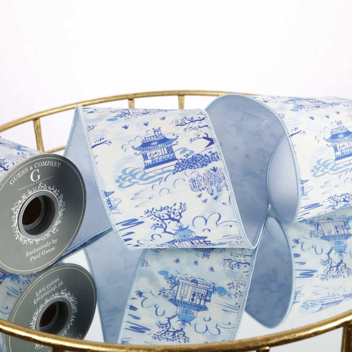 4" X 5 YD DIGITAL PRINT ON DUPION WITH LT BLUE DUPION BACK RIBBONPREORDER: