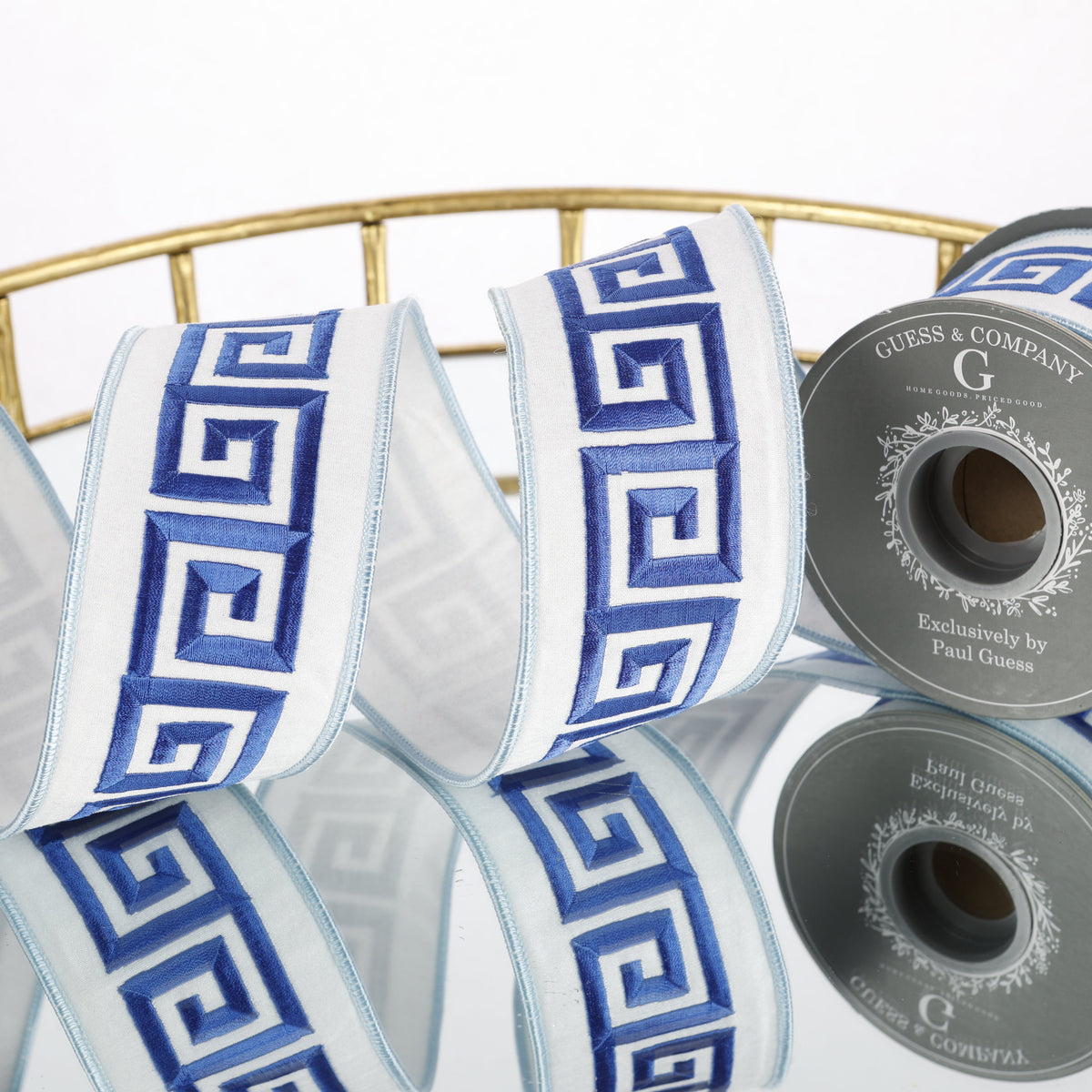 2.5" EMB ON WHITE DUPION WITH WHITE DUPION BACK RIBBON