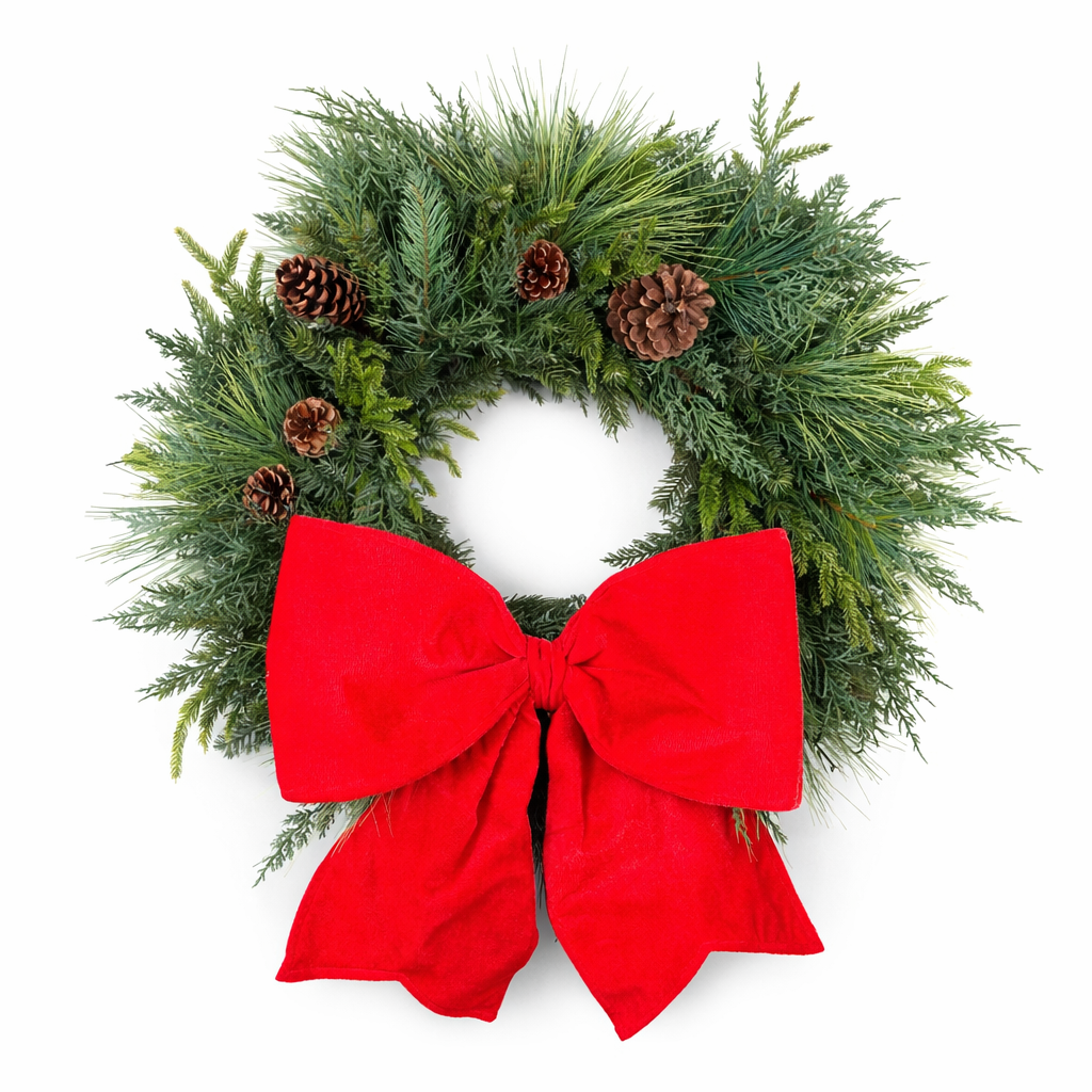 28" Gathered Greens Real Touch Wreath