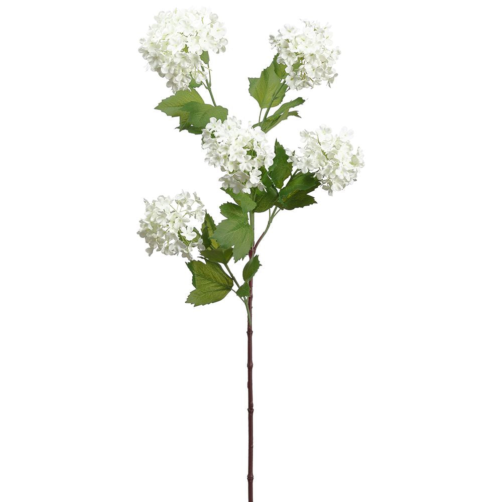 34"SNOWBALL FLORAL SPRAY WH