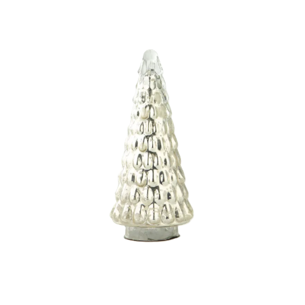 D4.5''H10.2'' - GLASS CHRISTMAS TREE - SILVER