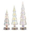 13.25" Lighted White Iridescent Glass Trees (MEDIUM)