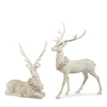 18" White Deer with Holly Wreath (STANDING UP)