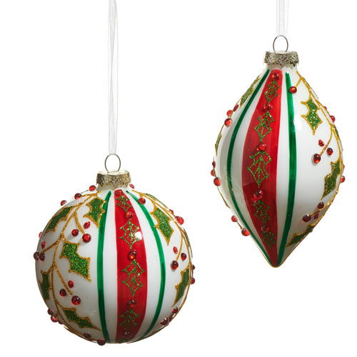 4" Holly Striped Ornament - DOUBLE POINT ONLY
