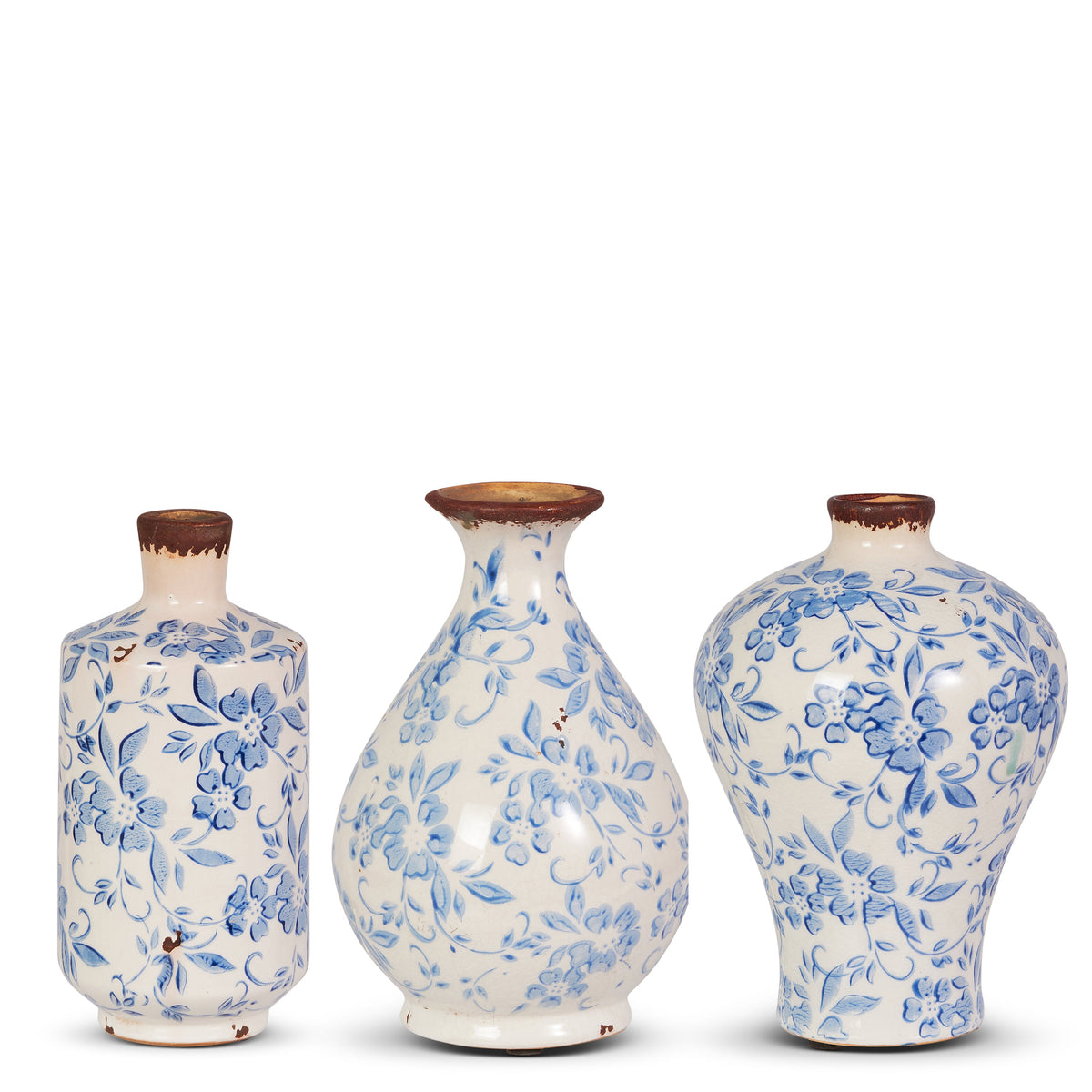 7.5" BLUE AND WHITE BUD VASES (STRAIGHT SIDE ONLY)