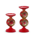 7" Vintage Red and Green Candle Holder