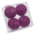 4" Box of Purple Glitter Ornaments