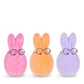 6" Sherbet Flocked Bunny Head with Glasses-Pink Only