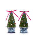 6" Bottle Brush Trees in Chinoiserie Pot Ornament (LEFT ONLY)