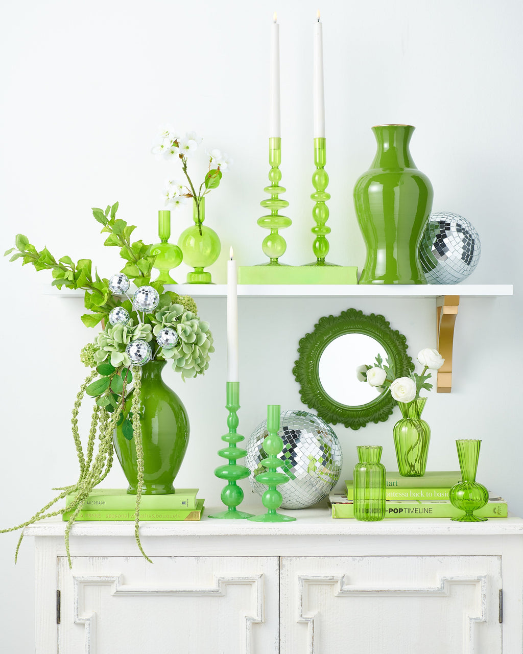 10.25" GREEN CANDLE STICKS (LARGE ONLY)