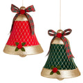 12" Red and Green Velvet Bell Ornament (RED ONLY) SHIPS 9/1/2026
