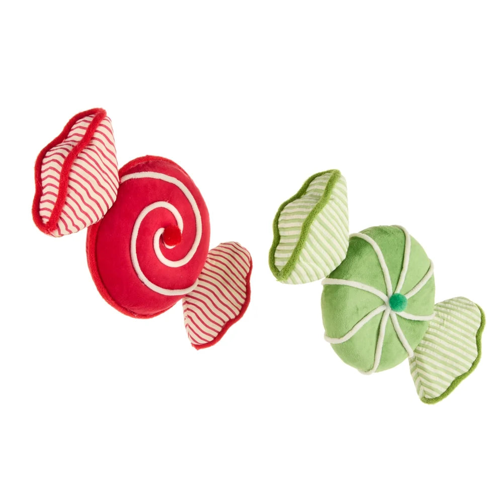 9.25" Velvet and Seersucker Candy Ornament (GREEN ONLY)
