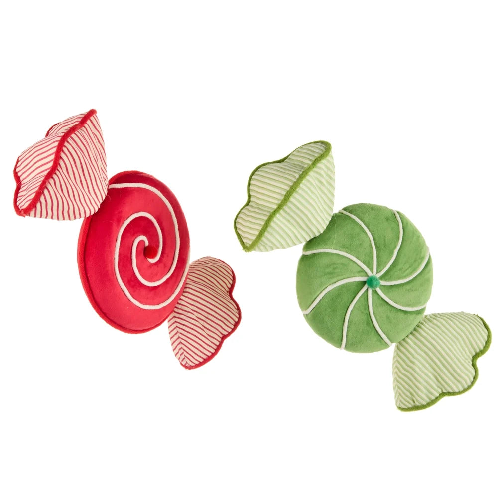 13.5" Velvet and Seersucker Candy Ornament (GREEN ONLY)