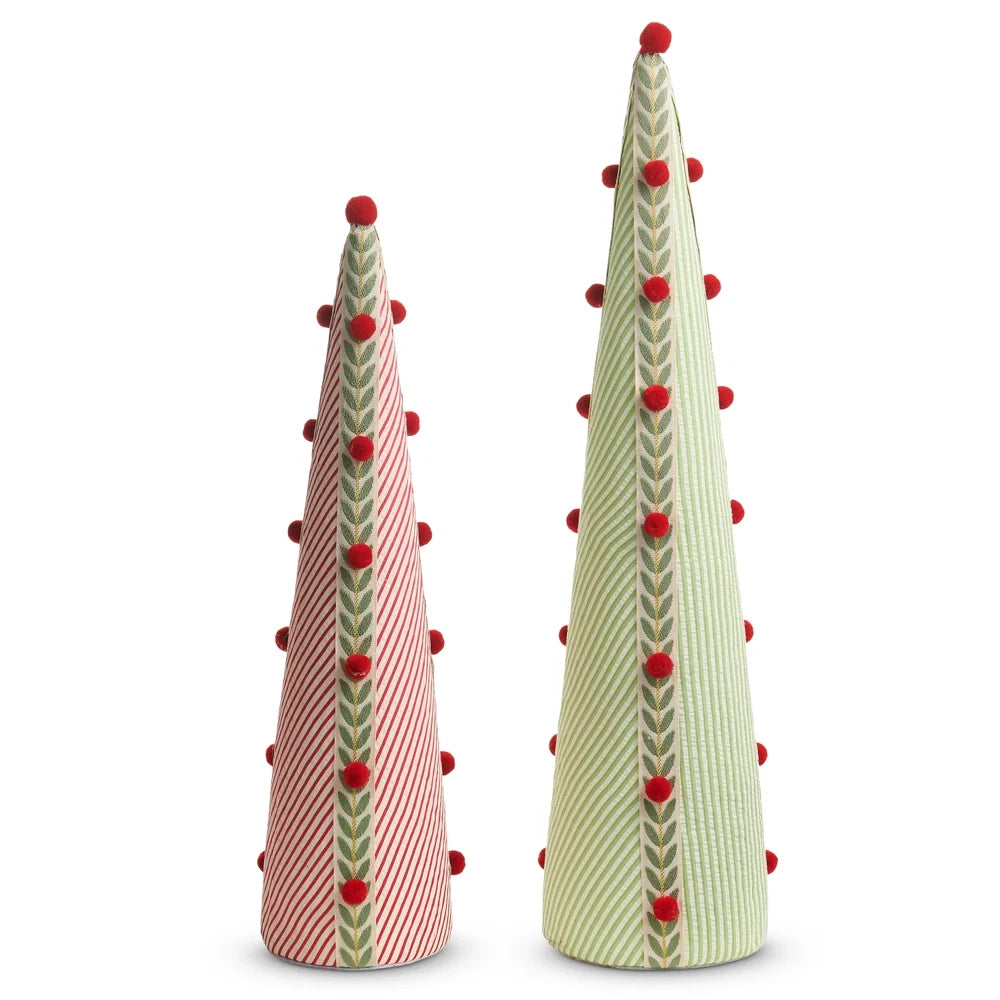 19" Candy Cane Stripe Seersucker Cone Trees (RED ONLY)