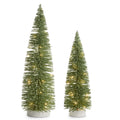 20" Green Flocked Lighted Bottle Brush Trees (SMALL ONLY)