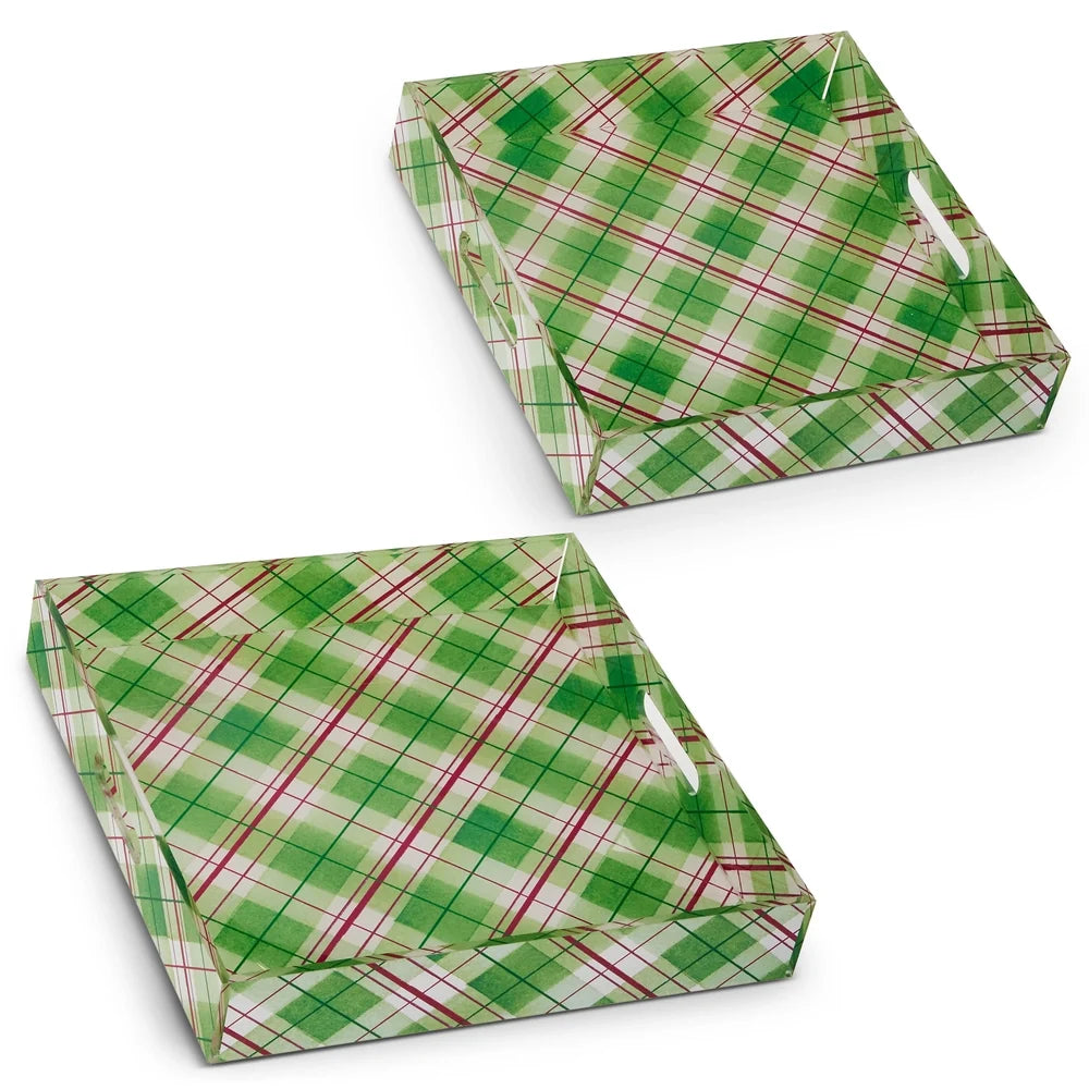 12" Sage Plaid Trays (SMALL ONLY)