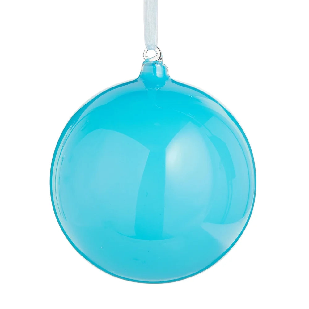 5" Shiny Turquoise Ball Ornament