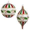 6" Holly and Stripe Ornament (DOUBLE POINT ONLY)