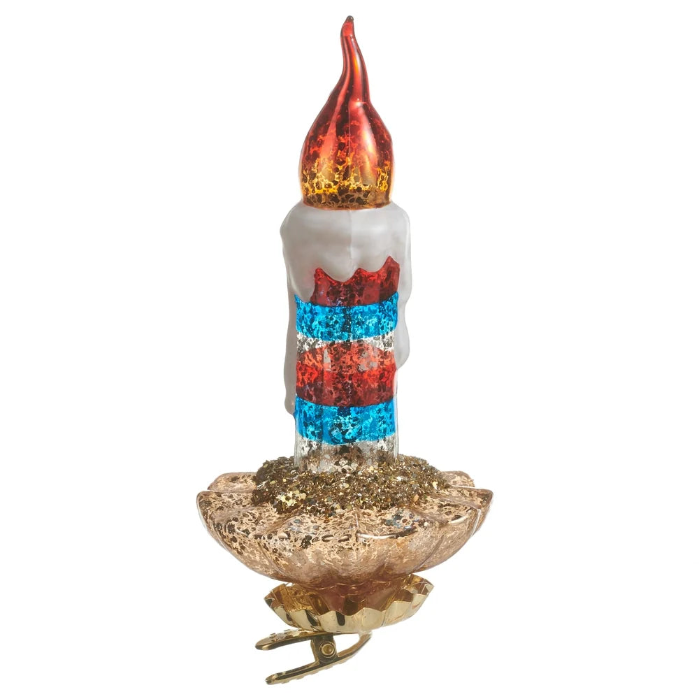 6.5" Red and Blue Clip-On Candle Ornament