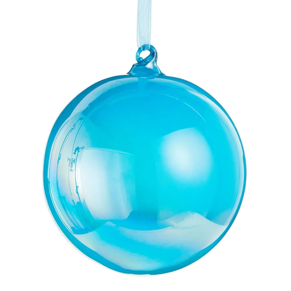 5" Neon Blue Iridescent Ball Ornament