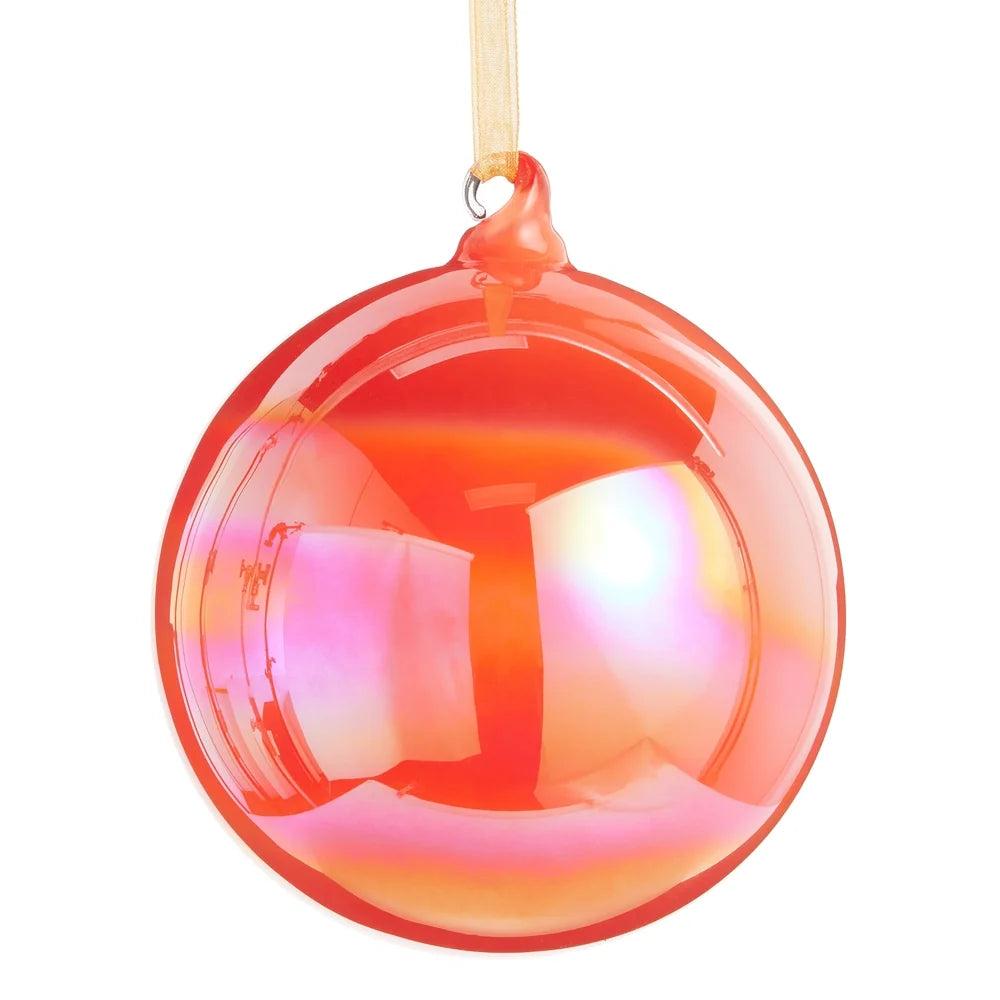 5" Neon Orange Iridescent Ball Ornament