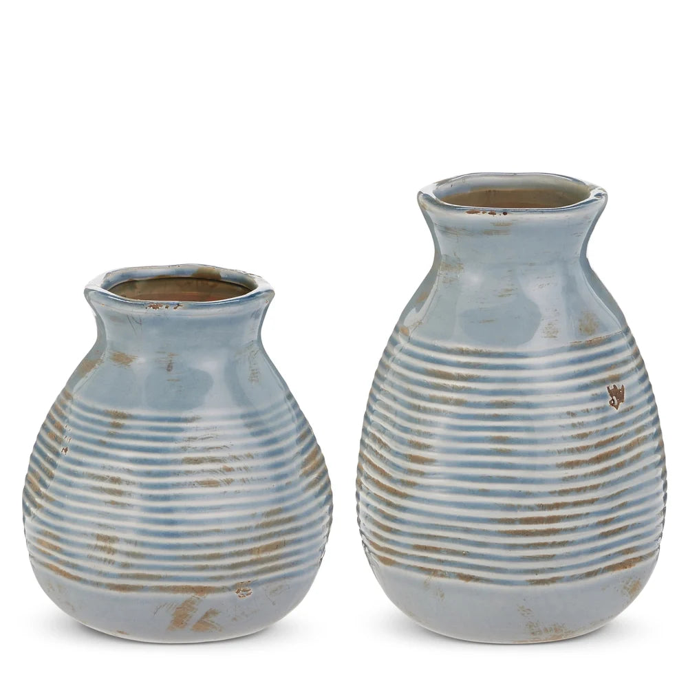 9" Distressed Blue Vases (LARGE ONLY)