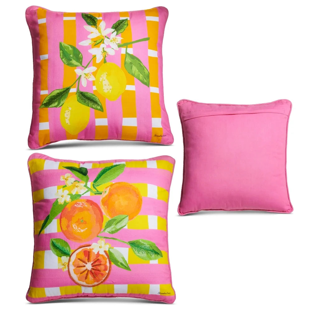 18" Citrus Weave Pillow (LEMON ONLY)