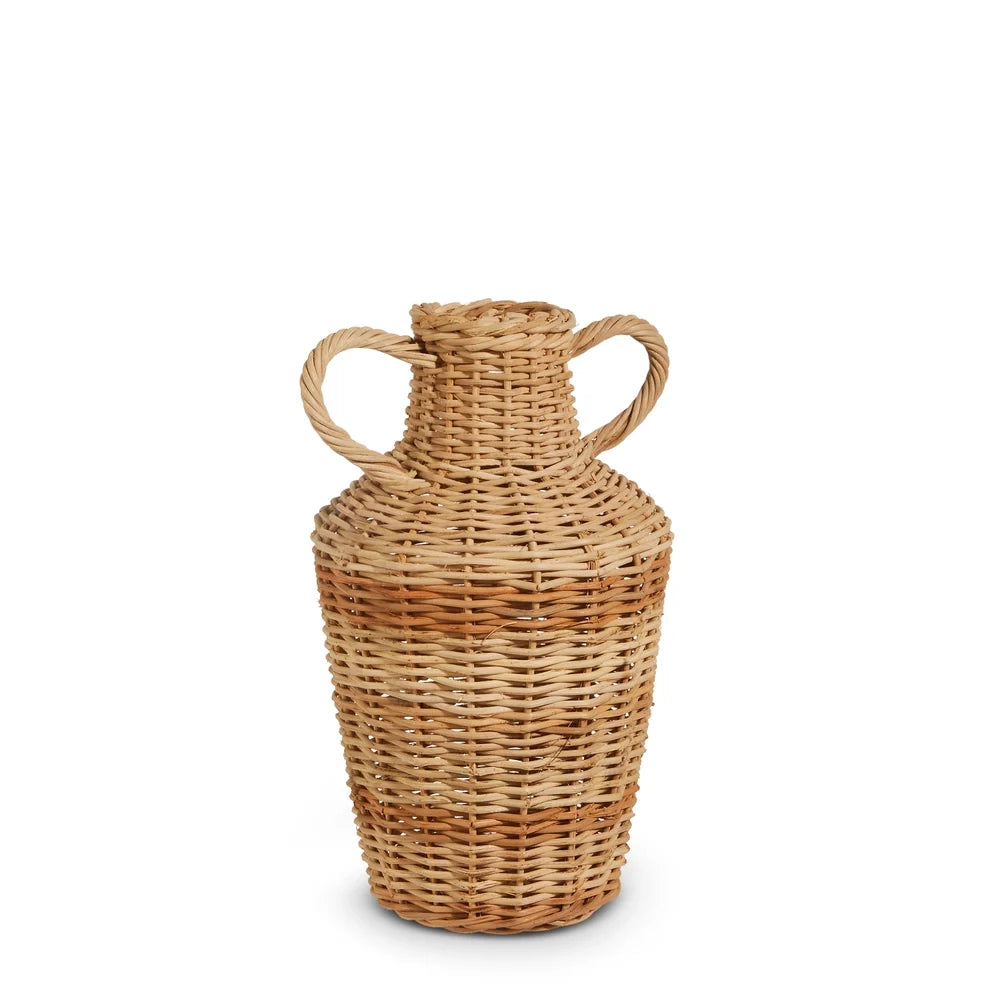 17" Wicker Ginger Jar Vase with Handles