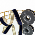 1" NAVY PLUSH VELVET WITH LT GOLD BACK RIBBON