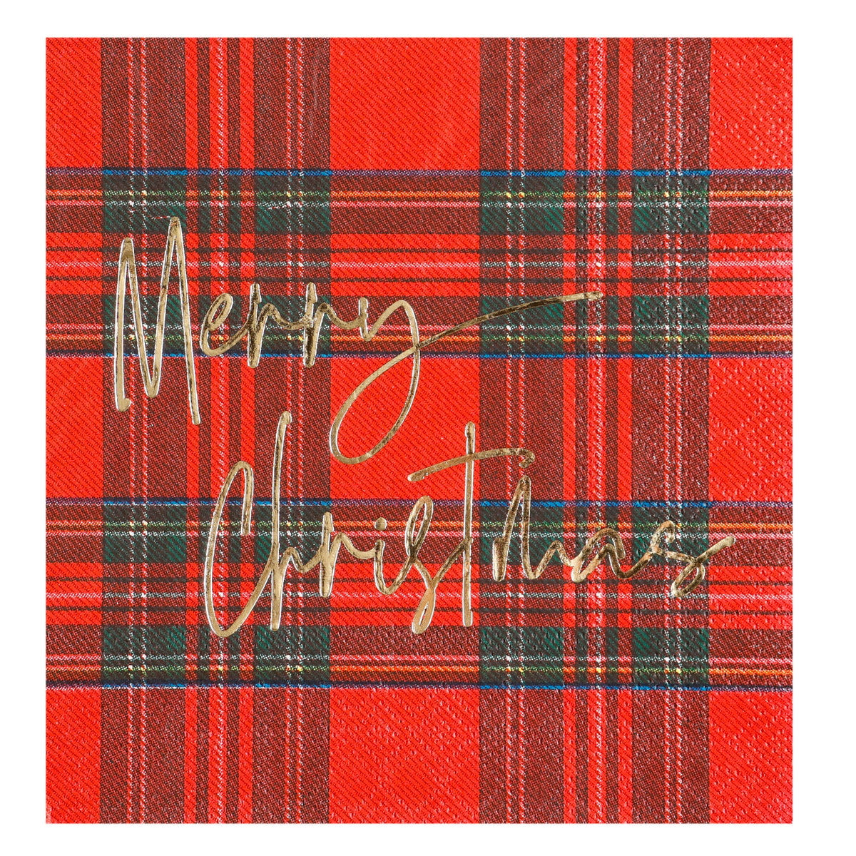 Red Plaid Merry Christmas Beverage Napkin 20 Pieces Per Pkg