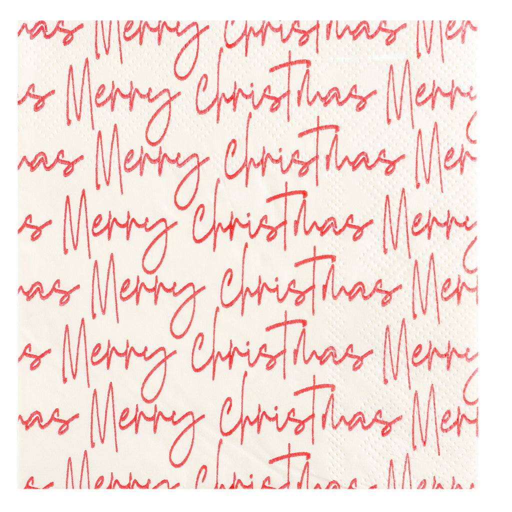 Merry Chistmas Script Beverage Napkin..20 Pieces Per Pkg
