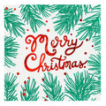 Pine Bough Merry Christmas Beverage Napkin..20 Pieces Per Pkg