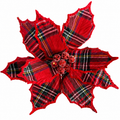 10" Diameter Red Plaid Poinsettia