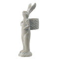 8.5x5.5x19.5" Tall Gray Cement Rabbit Basket Planter