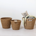 Hand-Woven Seagrass Baskets w/ Handles, Natural, SMALL ONLY