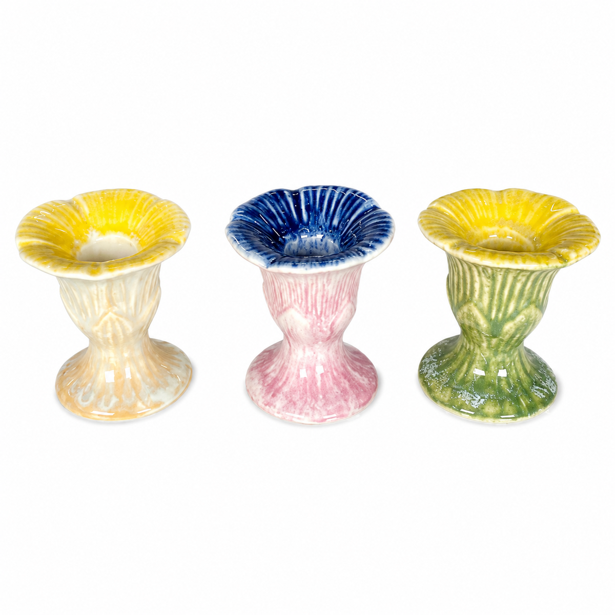 Stoneware Flower Shped Taper Holder 3 Styles LEFT ONLY
