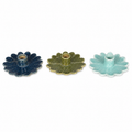 Stoneware Flower Shaped Taper Holder TEAL ONLY