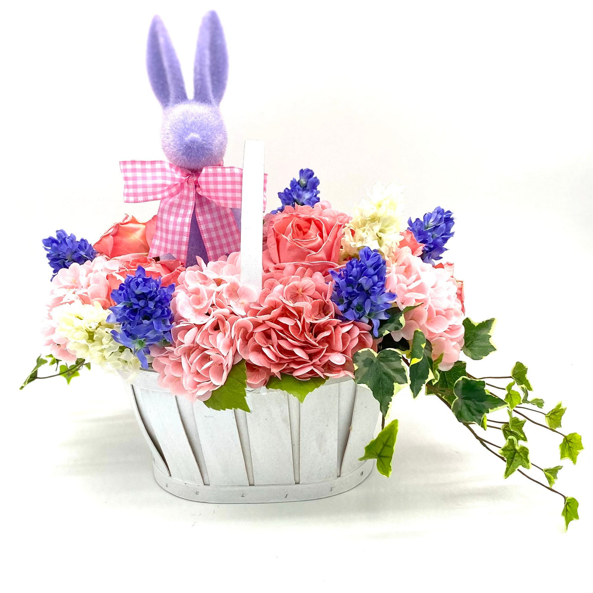 Hyacinth & Hydrangea Floral Easter Basket