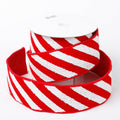 2.5" X 5 YDS RED VELVET WHITE BEADED DUP BACK RIBBON