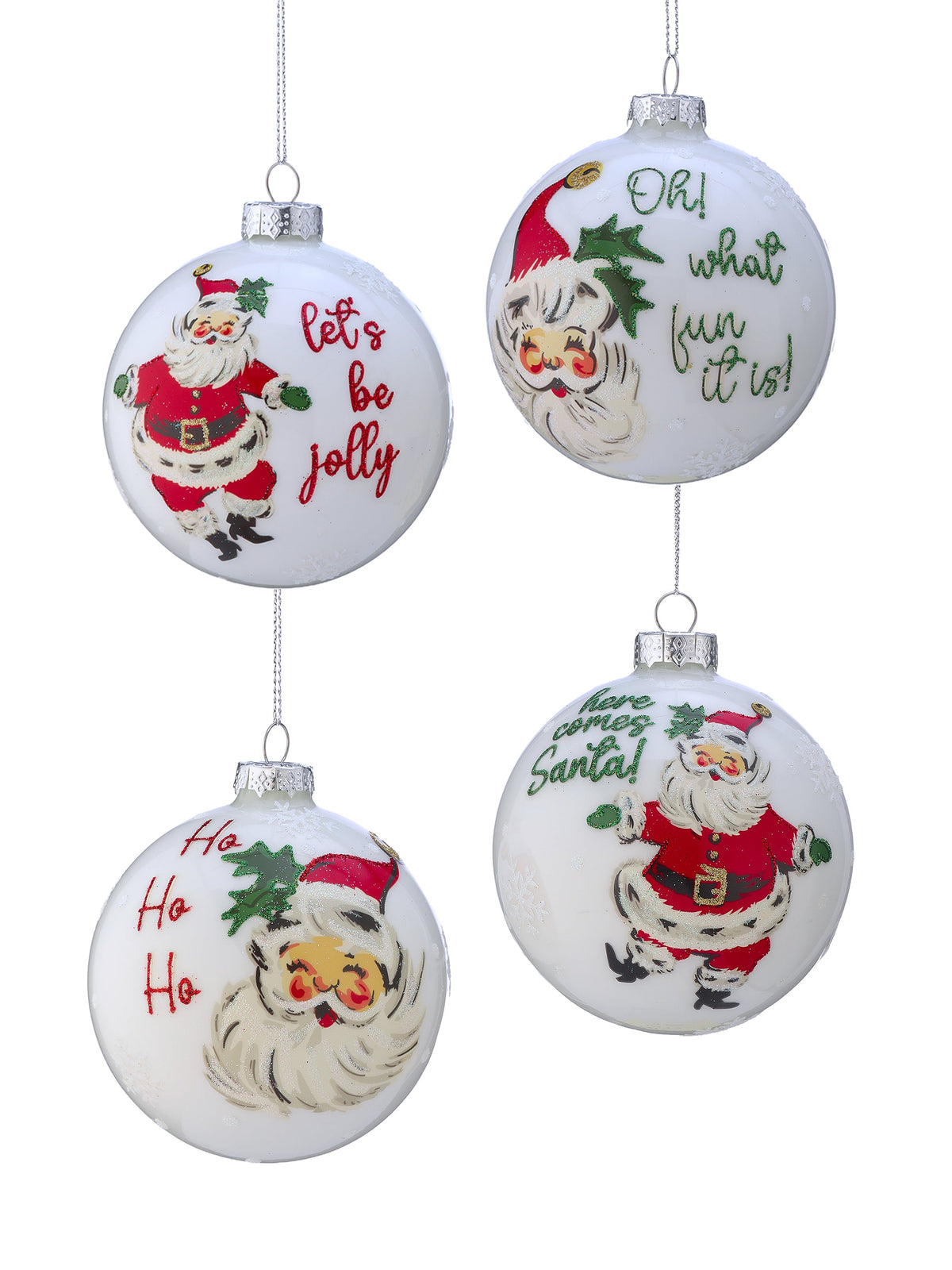 4" Glass Dancing Santa Ball Ornament (Here Comes Santa)