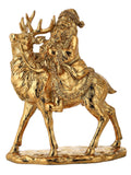 12" RESIN SANTA/W DEER TABLE PIECE-GOLD