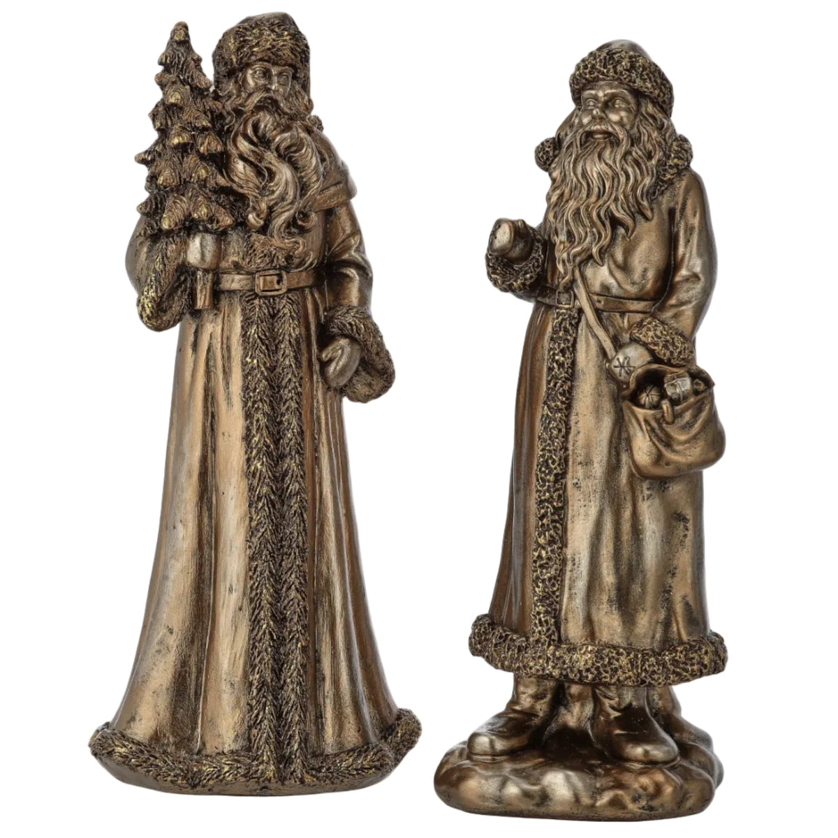 10" RESIN HIGHLANDS SANTA W/BAG-ANT BRONZE (LEFT ONLY)