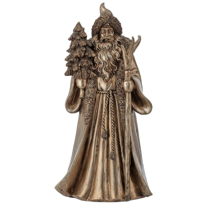 16.5" RESIN HIGHLANDS SANTA W/DEER