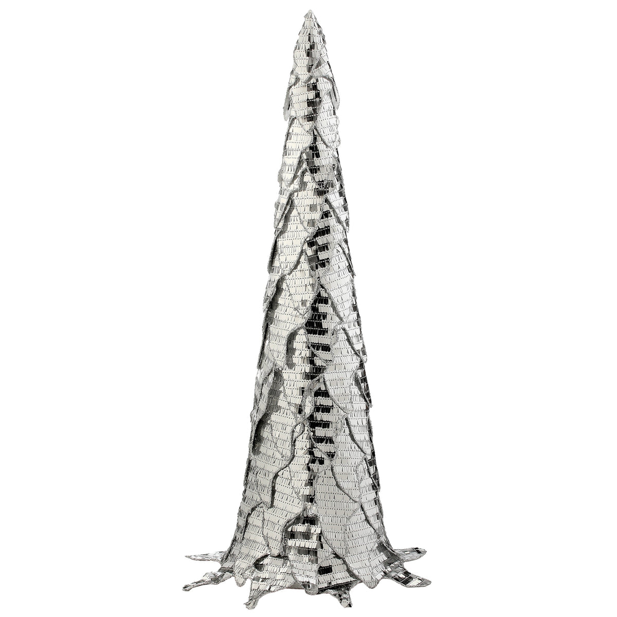 26" SILVER MIRROR METALLIC CONE TREE
